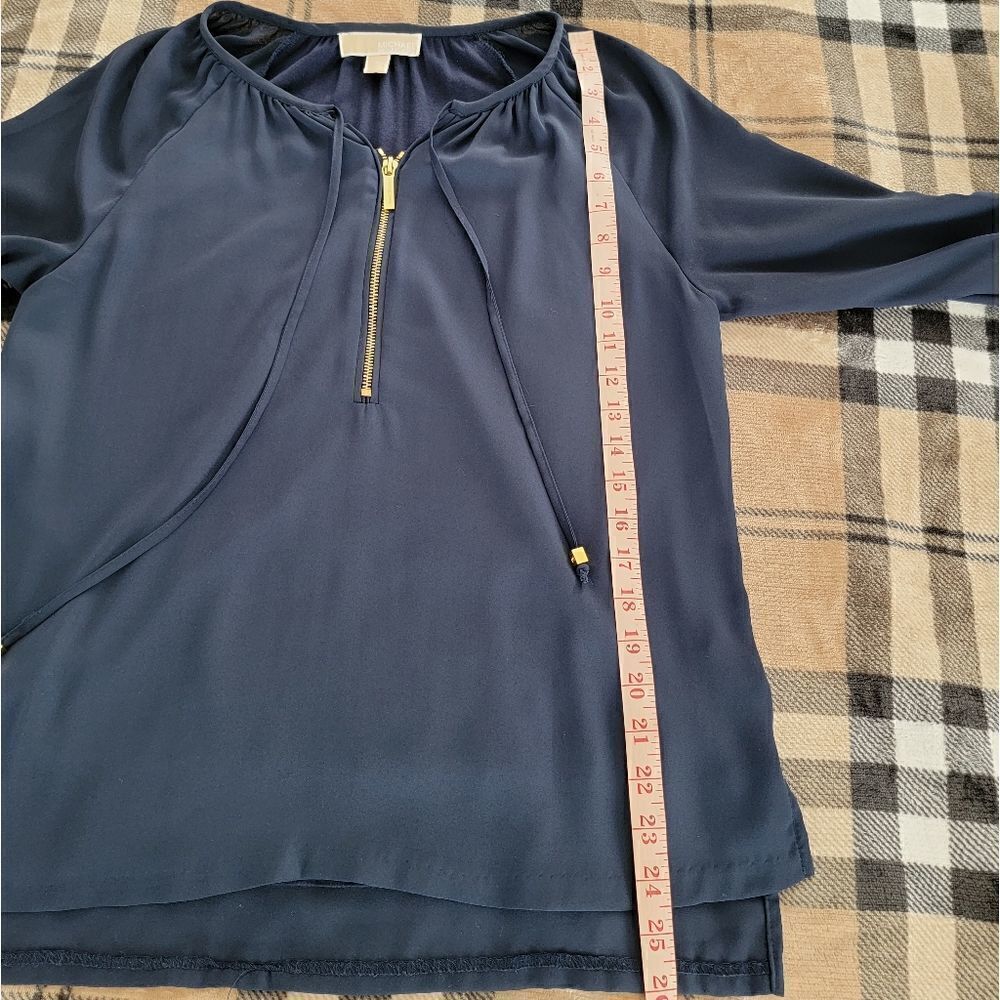 MICHAEL Michael Kors Navy Blouse with Gold Zipper - Picture 10 of 10